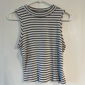 High neck fitted striped crop top
